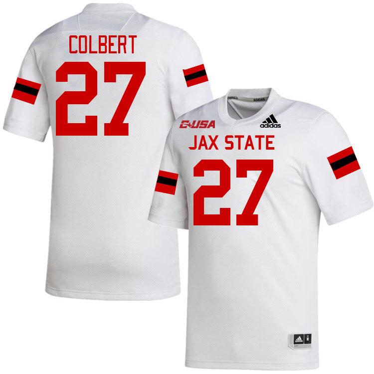 #27 Jeremiah Colbert Jacksonville State Gamecocks College Football Jerseys Stitched-White